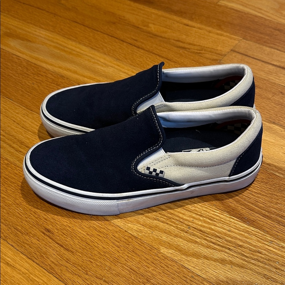 Vans Navy and White Slip-On Sneakers